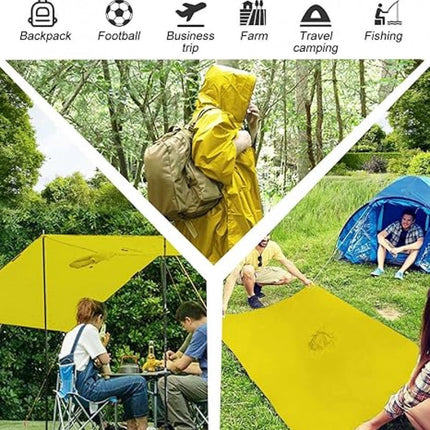 Poncho - Raincoat - Waterproof - Quick-drying - Breathable - Portable - Tear-resistant - Foldable - Lightweight - Reusable - Women's & Men's Cycling Rain Poncho - Bicycle Poncho - Yellow - With Pocket - Hood and Snap - Multifunctional 3 in 1 Poncho.