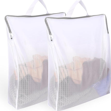 Laundry Bags 2 Pieces - Laundry Bags - Laundry Nets - Laundry Bags with Zippers - Protect Your Laundry and Washing Machine - 50x40x10 Cm - Large Laundry Net - Mesh Laundry Bags with Zippers - Reusable Laundry Bag with Handle - For Home, Dormitory, Hotel,.