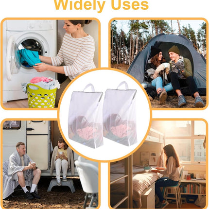 Laundry Bags 2 Pieces - Laundry Bags - Laundry Nets - Laundry Bags with Zippers - Protect Your Laundry and Washing Machine - 50x40x10 Cm - Large Laundry Net - Mesh Laundry Bags with Zippers - Reusable Laundry Bag with Handle - For Home, Dormitory, Hotel,.