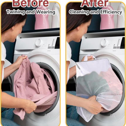 Laundry Bags 2 Pieces - Laundry Bags - Laundry Nets - Laundry Bags with Zippers - Protect Your Laundry and Washing Machine - 50x40x10 Cm - Large Laundry Net - Mesh Laundry Bags with Zippers - Reusable Laundry Bag with Handle - For Home, Dormitory, Hotel,.