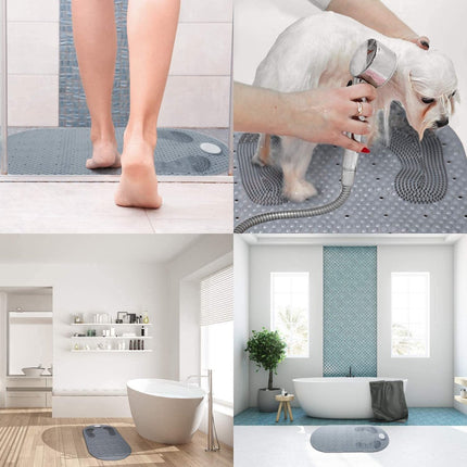 Non-Slip Shower Mat - Bath Mat with Suction Cups and Massage - Anti-Slip Shower Cabin Mat - 80x40cm - Mat for the Bath - Mat for the Bathroom - Includes Hanging Bracket - Mold Resistant & Machine Washable Bath Mats - Shower - Brown - Non-Slip Shower Mat.