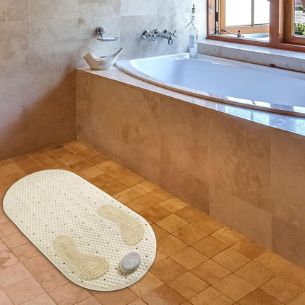 Non-Slip Shower Mat - Bath Mat with Suction Cups and Massage - Anti-Slip Shower Cabin Mat - 80x40cm - Mat for the Bath - Mat for the Bathroom - Includes Hanging Bracket - Mold Resistant & Machine Washable Bath Mats - Shower - Brown - Non-Slip Shower Mat.