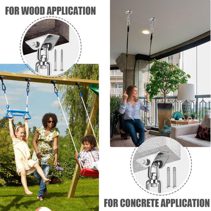 Professional Ceiling Hook with 500kg Load Capacity - 360° Rotatable - With Carabiner - Punching Bag Suspension System - Suspension Hook - Ceiling Bracket - Swing Hook - Hanging Punching Bag, Swing, Rocking Chair, and Hanging Chair.