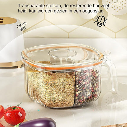 Spice Jars - Divided Spice Jar - Divided Spice Container - 4 Grids Transparent Spice Container - For Kitchen Cabinet Pantry Refrigerator - With 4 Spice Spoons.