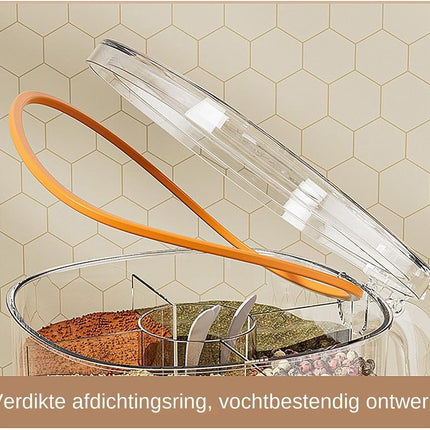 Spice Jars - Divided Spice Jar - Divided Spice Container - 4 Grids Transparent Spice Container - For Kitchen Cabinet Pantry Refrigerator - With 4 Spice Spoons.