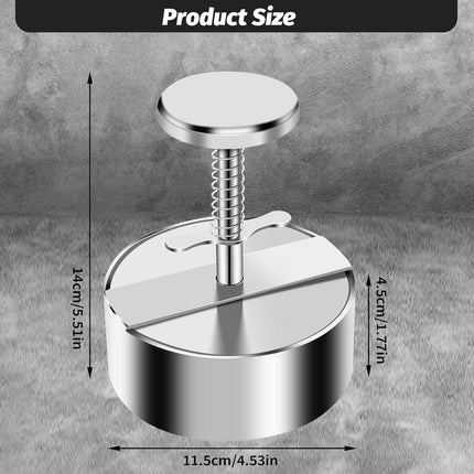 Meat Press - Burger Meat Press - Hamburger Press - Hamburger Press - Hamburger Mold - Kitchen Food Mold - Round Hamburger - Make Your Own Hamburgers - BBQ Accessories - For Delicious Hamburgers, Patties, BBQ, Hamburger Press - Silver - Stainless Steel.