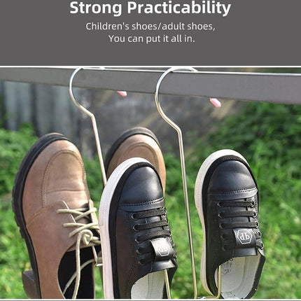 3x Shoe Rack - Drying Rack - Shoe Hook - Stainless Steel Shoe Rack - For 3 Pairs of Shoes - Silver - Laundry Rack - Laundry Racks - Drying Racks - Clothes Hanger - Washing / Shoe Drying - Running Shoes / Casual Shoes / Leather Shoes.