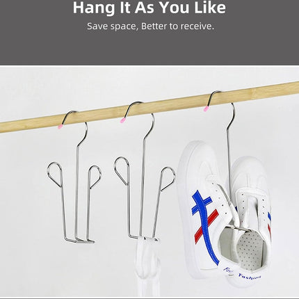 3x Shoe Rack - Drying Rack - Shoe Hook - Stainless Steel Shoe Rack - For 3 Pairs of Shoes - Silver - Laundry Rack - Laundry Racks - Drying Racks - Clothes Hanger - Washing / Shoe Drying - Running Shoes / Casual Shoes / Leather Shoes.