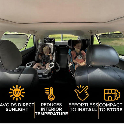 Car Sunshade - Car Sunshade Side Window - 1 Pair 50 x 30 Cm and 1 Pair 44 x 38 Cm - Baby Car Sunshade - Electrostatic Adsorption - Privacy Protection - Car Sun Protection - UV Protection - Side Window - Safe Driving - With Storage Bag - Black.