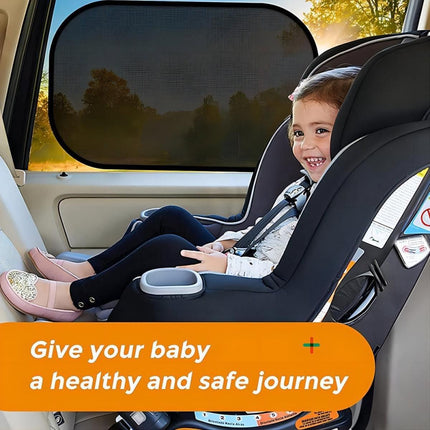 Car Sunshade - Car Sunshade Side Window - 1 Pair 50 x 30 Cm and 1 Pair 44 x 38 Cm - Baby Car Sunshade - Electrostatic Adsorption - Privacy Protection - Car Sun Protection - UV Protection - Side Window - Safe Driving - With Storage Bag - Black.