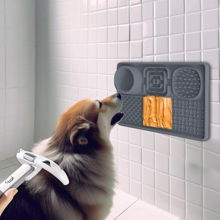 Lick Plate - Lick Mats for Dogs - Dog Snuffle Mat - Lick Mat - Feeding Mat - Slow Feeder - Anti-Gulp - Distraction Pad - For Dog Bathing, Training, Coat Care and Claw Care - With 1 Spatula - Grey - 1 Piece.