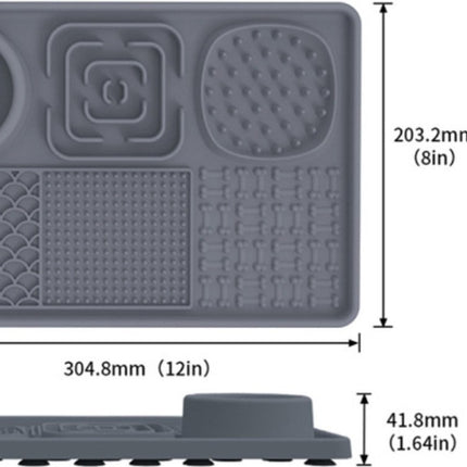 Lick Plate - Lick Mats for Dogs - Dog Snuffle Mat - Lick Mat - Feeding Mat - Slow Feeder - Anti-Gulp - Distraction Pad - For Dog Bathing, Training, Coat Care and Claw Care - With 1 Spatula - Grey - 1 Piece.