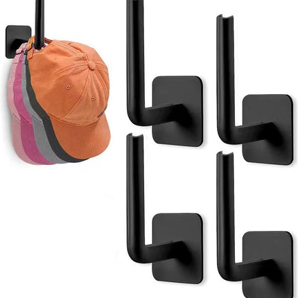 Wall Coat Rack - 4 Pieces - Wall Hook - Self-Adhesive Hanging Hook - Towel Hooks - Coat Hook - Single Hook - Metal Wall Hook - Coat Hook Tape - No Drilling Required - Wall Coat Rack - High Quality - Black.