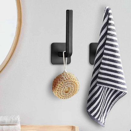 Wall Coat Rack - 4 Pieces - Wall Hook - Self-Adhesive Hanging Hook - Towel Hooks - Coat Hook - Single Hook - Metal Wall Hook - Coat Hook Tape - No Drilling Required - Wall Coat Rack - High Quality - Black.