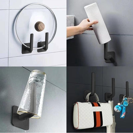 Wall Coat Rack - 4 Pieces - Wall Hook - Self-Adhesive Hanging Hook - Towel Hooks - Coat Hook - Single Hook - Metal Wall Hook - Coat Hook Tape - No Drilling Required - Wall Coat Rack - High Quality - Black.