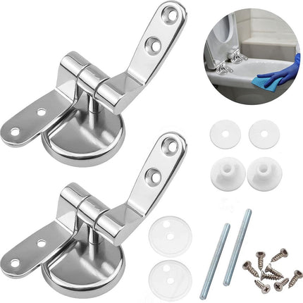 Toilet Seat Hinges Fittings - Mounting Set for Wooden, Resin, and MDF Toilet Seats.