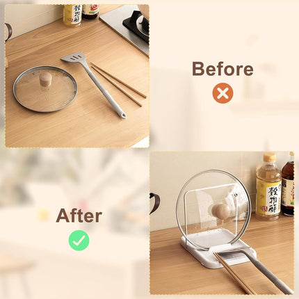 Pot lid holder - Foldable pot lid holder - Lid holder - Lid storage rack - Scratch and rust free - Adjustable - pot lid holder - durable cooking spoon holder - kitchen lid holder.