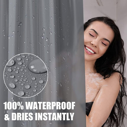 Anti-Mold Shower Curtain - Solid Color - Waterproof - Peva - Shower Curtain 180x200 Cm - Washable - Shower Curtain - Dark Grey - With 12 Shower Curtain Hooks.