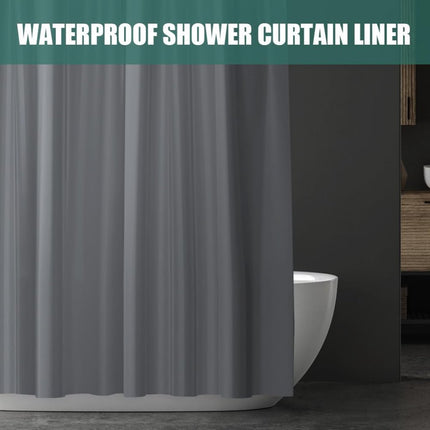 Anti-Mold Shower Curtain - Solid Color - Waterproof - Peva - Shower Curtain 180x200 Cm - Washable - Shower Curtain - Dark Grey - With 12 Shower Curtain Hooks.