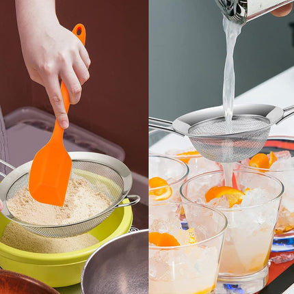 Premium Stainless Steel Sieve Set - 3-Piece Colander - Kitchen Sieve - Small Sieves - Sieve Set - Bowl Sieve - Mini Sieves - Premium Fine Set - Dishwasher Safe - Ø 7, 12 and 18 cm - Sturdy & Durable.