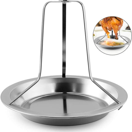 Chicken Grill - BBQ collection - Suitable for oven or barbecue - Chicken Grill for the Barbecue - Chicken Grill - Chicken Holder - Grilling Chicken - Chicken holder - Easy to clean - Removable - Beer Can Chicken - Stainless Steel - Silver.