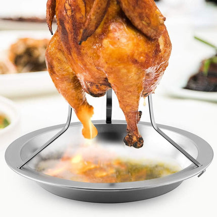 Chicken Grill - BBQ collection - Suitable for oven or barbecue - Chicken Grill for the Barbecue - Chicken Grill - Chicken Holder - Grilling Chicken - Chicken holder - Easy to clean - Removable - Beer Can Chicken - Stainless Steel - Silver.