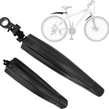 Bicycle Mudguard Set - Mountain Bike Mudguard - Adjustable - Suitable for City and Trekking Bikes - Black - Suitable for 20/22/24/26 inch bikes.
