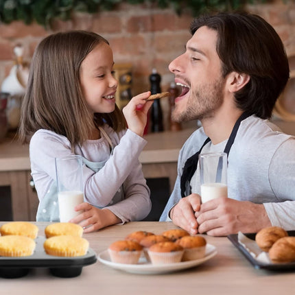 Muffin Pan - 12 Muffins - Cupcakes - Cupcake Molds - BPA Free - Non-Stick - Cooking & Baking - Reusable - Baking Pans - Oven Safe - Black.