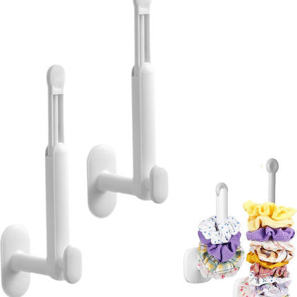 Towel Hook - 2 Pieces - Wall Hook - Coat Hook - Hanging Hook - Adjustable Hook - Hooks - Towel Hooks - Kitchen Roll Holder - No Drilling Required - Stainless Steel - Self-Adhesive - Tea Towel Hanger - For Kitchen/Bathroom/Garage/Office - White.