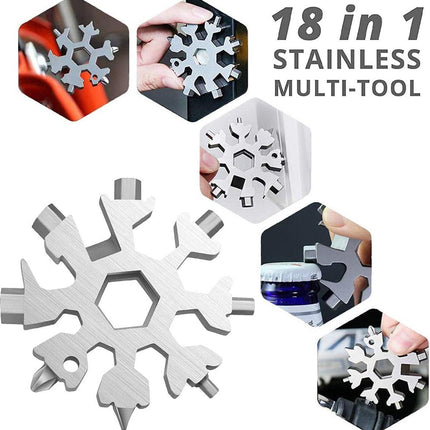 18-in-1 - Snowflake Keychain - multi-tool portable keychain - Wrench - screwdriver - bottle opener - Multi-tool - universal tool - multi-tool card - compact - pocket - outdoor adventure tool - Gift - stainless.