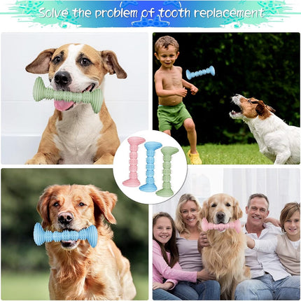 Dog Toys - 3 Pieces - Dog Chew Toys - Dental Care - Teeth Cleaning - Rubber Pet Chew Toys - For Medium and Large Dogs - Blue+Green+Pink.