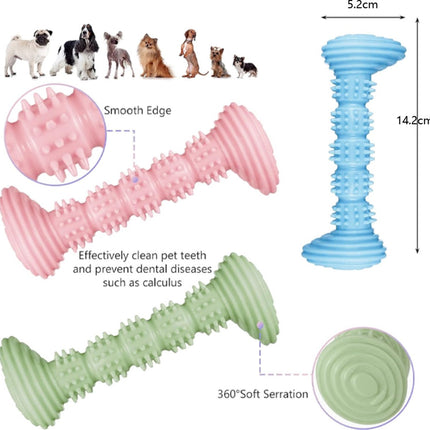 Dog Toys - 3 Pieces - Dog Chew Toys - Dental Care - Teeth Cleaning - Rubber Pet Chew Toys - For Medium and Large Dogs - Blue+Green+Pink.