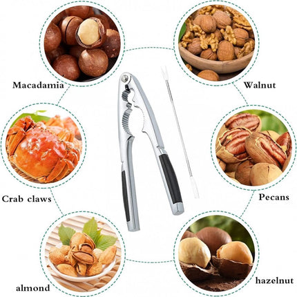 Nutcracker - Stainless Steel - Walnut / Nut Cracker - Walnut Cracker - Fork with Pulp Extractor - Pulp Extraction - Chestnut Clip - Nutcracker - Kitchen Utensils - Ideal for Walnuts, Hazelnuts, Chestnuts, Nuts and Other Dried Fruits.