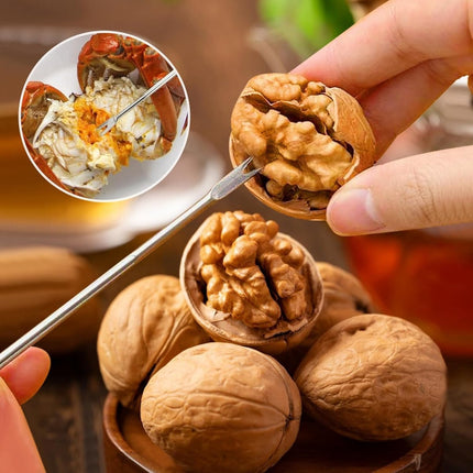 Nutcracker - Stainless Steel - Walnut / Nut Cracker - Walnut Cracker - Fork with Pulp Extractor - Pulp Extraction - Chestnut Clip - Nutcracker - Kitchen Utensils - Ideal for Walnuts, Hazelnuts, Chestnuts, Nuts and Other Dried Fruits.