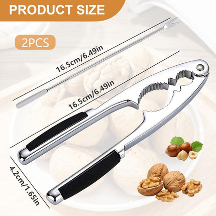 Nutcracker - Stainless Steel - Walnut / Nut Cracker - Walnut Cracker - Fork with Pulp Extractor - Pulp Extraction - Chestnut Clip - Nutcracker - Kitchen Utensils - Ideal for Walnuts, Hazelnuts, Chestnuts, Nuts and Other Dried Fruits.