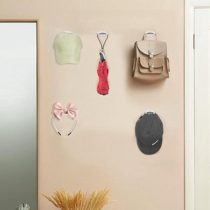 Cap Rack Set of 8 - Wall Cap Holders - Cap Hooks - With Screws and Tape - Two Installation Methods - Cap Rack Coat Rack - Cap Rack Storage System - Cap Storage Bag - Hat Holder - Cap Organizer - Double Suspension - White.