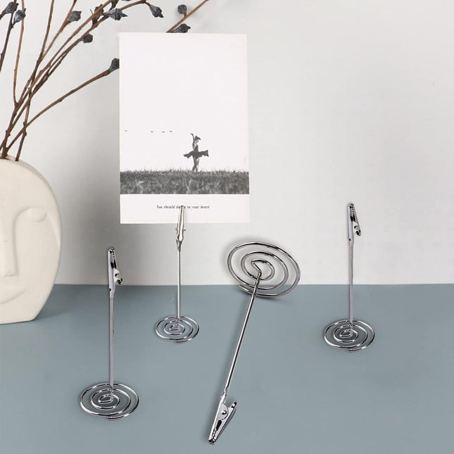 Photo Clip Holders - 12 Pieces - Photo Holder with Clip - Photo Clip - Photo Frame - Stainless Steel Card Holder - Table Card Holder - Name Tag - 120*40mm - For Office, Wedding, Party, Home Decor, Shops, Restaurants, Display, Table Numbers, Price Tags - S.