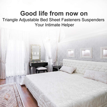 Bed Sheet Tensioners - 4 Pieces - Duvet Sheet Tensioner Clips - Duvet Clamps - Duvet Cover Tensioners - Sheet Clips - Adjustable - Sheet Suspenders - Fitted Sheet Clamps - Bed Sheet Clips - Say Goodbye to Messy Sheets - Won't Shift - Black.