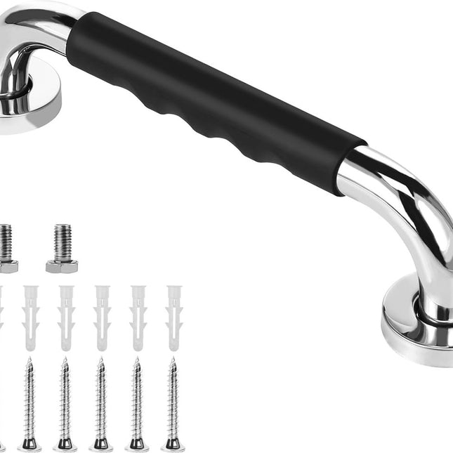 Wall Bracket - Extra Grip - Handle/Wall Grab Bar for Bathroom/Shower/Toilet - 30cm - Toilet Grab Bar - Bath Grab Bar - Shower Grab Bar - Non-Slip Grab Bar - Bathroom - Kitchen - Stairs - Kitchen Cabinet Handle - Furniture Hardware - Mounting Hardware Incl.