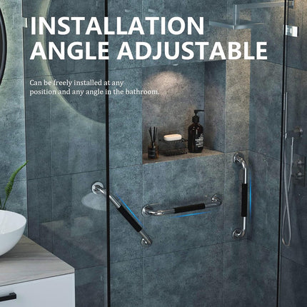Wall Bracket - Extra Grip - Handle/Wall Grab Bar for Bathroom/Shower/Toilet - 30cm - Toilet Grab Bar - Bath Grab Bar - Shower Grab Bar - Non-Slip Grab Bar - Bathroom - Kitchen - Stairs - Kitchen Cabinet Handle - Furniture Hardware - Mounting Hardware Incl.