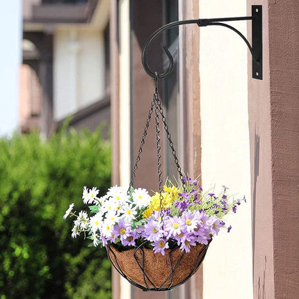Set of 2 - Hanging Pot - Plant Hanger - Wall Hook - Flower Pot Hanging Hooks - Outdoor Balcony Accessories - Garden/Home Hanging Decoration - Hanging Basket Hook - Metal - Black.