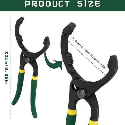 Oil Filter Pliers 10" - Oil Filter Pliers - Oil Filter Wrench - Rubber Handle - Self-clamping - Adjustable Tool - With Non-Slip Grip - Adjustable From 55 mm to 130 mm - Remove Filter Quickly and Without Slipping.