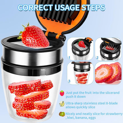 Fruit Slicer - Vegetable Slicer - Fruit Divider - Strawberry Slicer - Banana Slicer - Date Slicer - Egg Slicer - BPA-Free - Kitchen Slicer - Fruit Cutter - Fruit Chopper - Manual Chopper - Suitable for Strawberries/Bananas/Red Dates/Eggs.