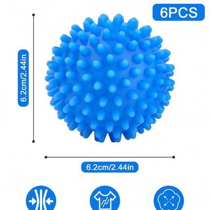 Dryer Balls - Set of 6 - Reusable - Clothes Dryer Balls - Dryer Balls - Laundry Balls - Dryerballs - Sustainable Laundry Drying - Energy Saving - Faster Drying - Anti-Crease - Laundry - Washing Machine - Blue.