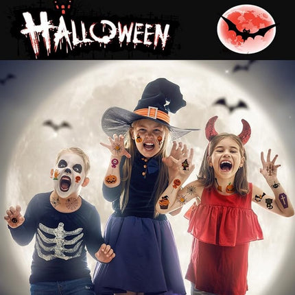 30 Sheets of Kids Halloween Tattoo Stickers - Halloween Decorations - Temporary Tattoo Stickers for Boys and Girls - Suitable for Halloween Candy - Party Bag Fillers - Halloween Stickers.