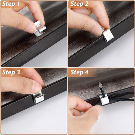 Cable Clips - 100 Pieces - Cable Holder - Halloween - Christmas - Nail Clip - Cable Tie - Clips - Cable Channel - Ties - Cable Lock - Cable Channels - Roof Hooks - Cable Clamp - Strong Clamping Force - 24 x 15 mm - Very Suitable for Party / Halloween / Ch.
