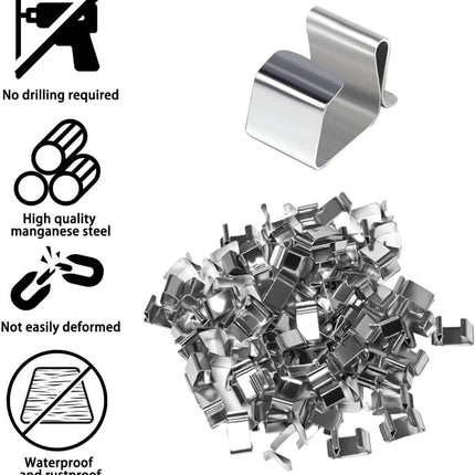 Cable Clips - 100 Pieces - Cable Holder - Halloween - Christmas - Nail Clip - Cable Tie - Clips - Cable Channel - Ties - Cable Lock - Cable Channels - Roof Hooks - Cable Clamp - Strong Clamping Force - 24 x 15 mm - Very Suitable for Party / Halloween / Ch.