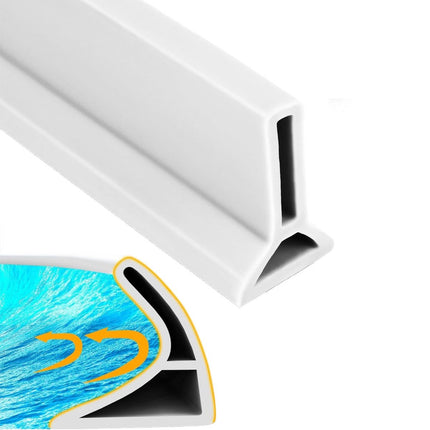 Shower Water Stopper - Self-Adhesive Shower Water Barrier - Shower Threshold - Water Threshold - 2 Meters - With Adhesive - Silicone - Sanitary Water Stopper - Anti-Water Strip - Water-Repellent Strips - Sealant Edge - Bathroom Water Threshold - Leak-Proo.