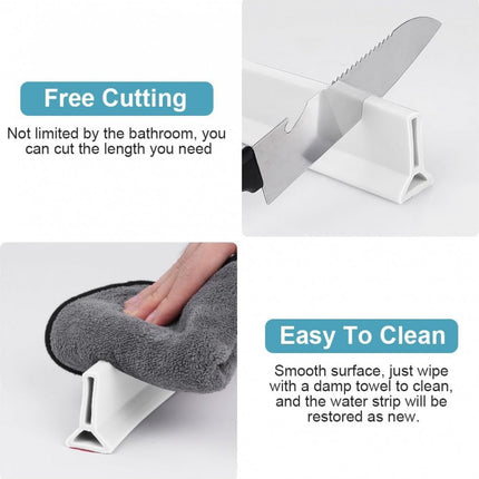 Shower Water Stopper - Self-Adhesive Shower Water Barrier - Shower Threshold - Water Threshold - 2 Meters - With Adhesive - Silicone - Sanitary Water Stopper - Anti-Water Strip - Water-Repellent Strips - Sealant Edge - Bathroom Water Threshold - Leak-Proo.