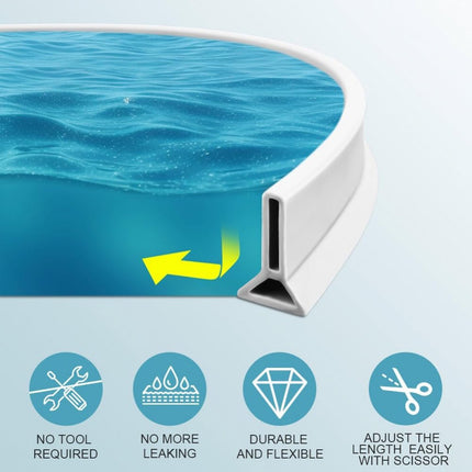 Shower Water Stopper - Self-Adhesive Shower Water Barrier - Shower Threshold - Water Threshold - 2 Meters - With Adhesive - Silicone - Sanitary Water Stopper - Anti-Water Strip - Water-Repellent Strips - Sealant Edge - Bathroom Water Threshold - Leak-Proo.